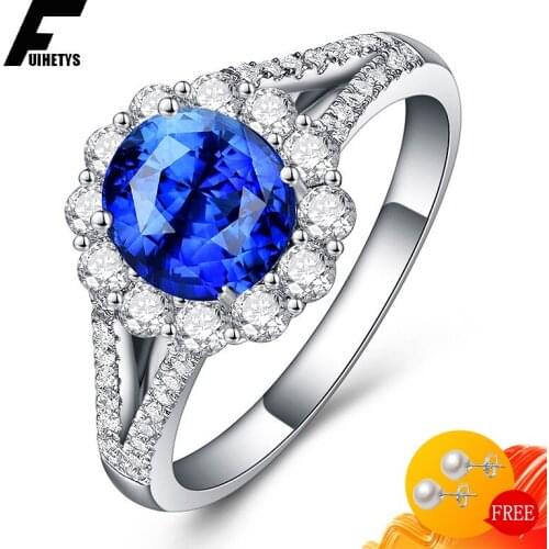 Bali Jelry Women Ring 925 Silver Jewelry Accessories Oval Sapphire Zircon Gemstone Flower Shape Open Rings Wedding Engagement