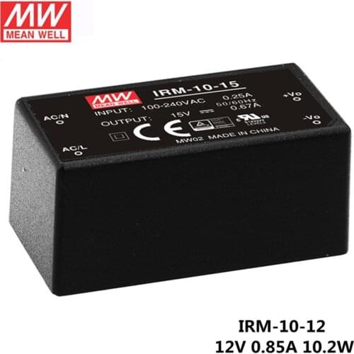 1pcs MEAN WELL IRM-10-12 12V 0.85A meanwell IRM-10 12V 10.2W Single Output Encapsulated Type