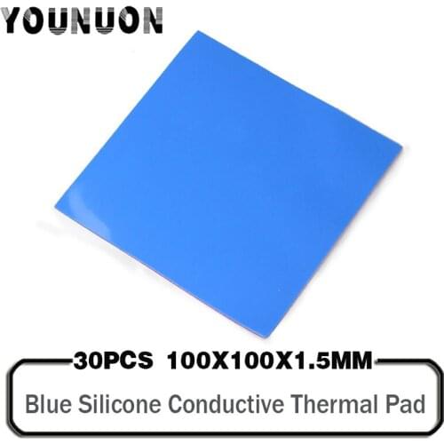 30 Pieces 100x100x1.5mm GPU CPU Heatsink Cooling Conductive Silicone Pad Thermal Pad