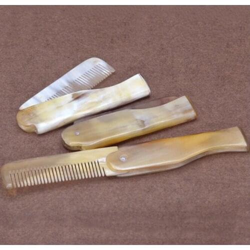 300pcs Horn comb Portable Folding Comb Anti-Static Hairbrush Handmade Natural Ox Horn Combs#7209