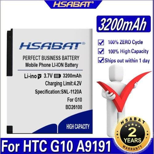 HSABAT BD26100 3200mAh Battery for HTC G10 A9191 Desire HD Surround T8788 T9188 T9199 Tianxi HuaShan myTouch HD Battery