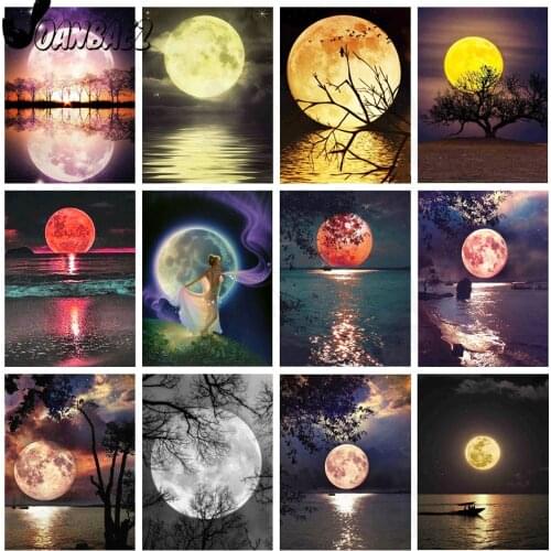 Abstract Garden Moonlight Landscape Diamond Painting 5D Diy Round Moon Diamond Embroidery Wall-Mounted Art Diamond Home Decor