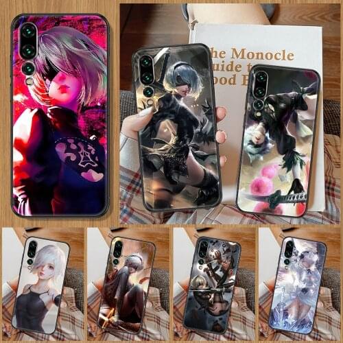 NieR Automata 2B Anime Phone Case For Huawei P Mate P10 P20 P30 P40 10 20 Smart Z Pro Lite black art back luxury funda tpu