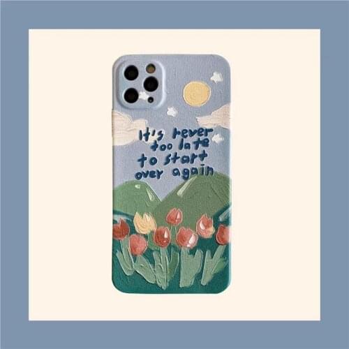 Retro Art Oil Painting Tulip Flowers Phone Case For iPhone 12 11 Pro Max XR X Xs Max 7 8 Puls SE 2020 Cases Soft Silicone Cover