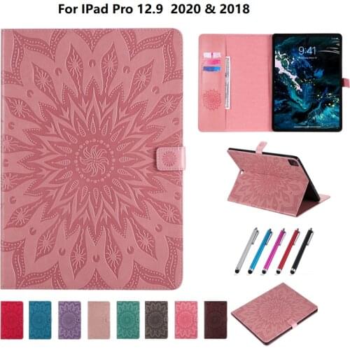 Flower 3D Embossed Cover for iPad Pro 12 9 Case 2020 Leather Protective Shell Skin for iPad Pro 12 9 Case 2020 2018 Coque 4th