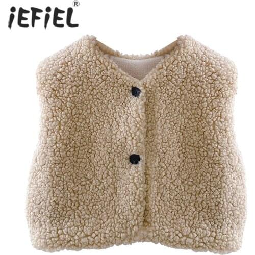 Children Thick Vest Baby Girl And Boy Plush Vest Autumn Winter Warm Coat Vests Baby Girl Winter Clothes Toddler Kid Fur Jacket
