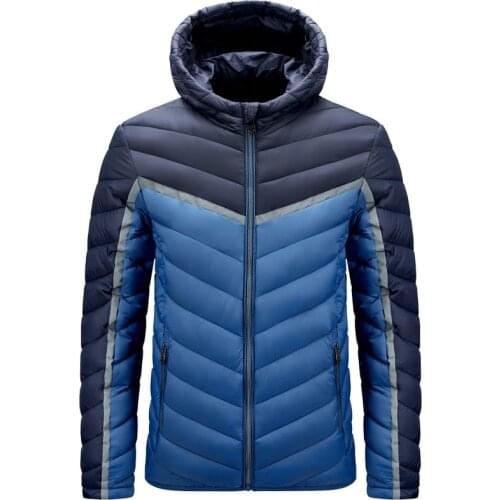 For Autumn Winter 2021 Patchwok Ultralight Down Brand Clothes Casual Warm Hooded Collar Coats Jackets PARKAS Mens Windbreakers