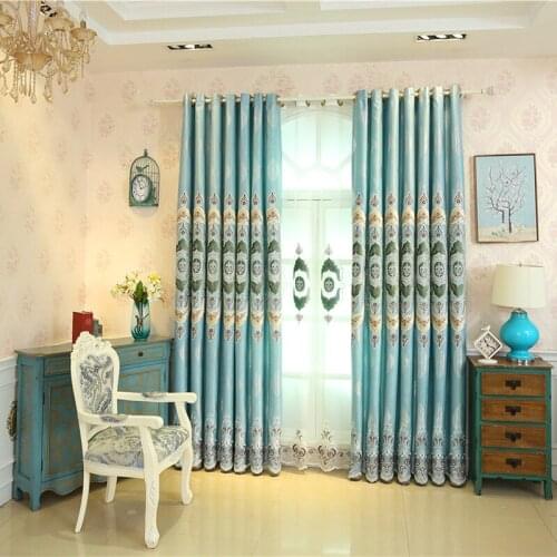 European and American classic luxury jacquard velvet blackout curtains for living room custom bedroom curtains kitchen curtains
