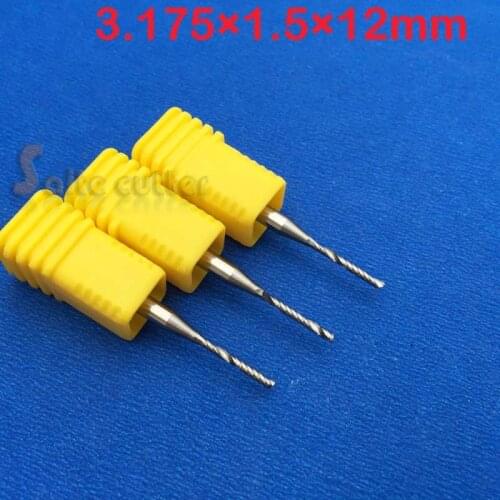 New 3PCS 1/8" High Quality AAA Single flute carbide Engraving CNC router bits Tools Cutting Carving CED 1.5mm CEL 12mm