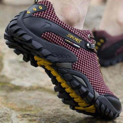 Summer sport running sneakers for men genuine leather outdoor running shoes men sport walking travel shoes brand sneakers men