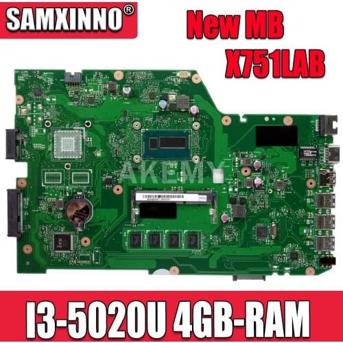 X751LAB MAIN_BD._4G/I3-5020U I3-5010U Mainboard REV 2.5 For ASUS X751L X751LA R752L X751LD X751LJ Laptop motherboard EDP screen