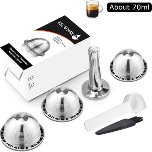 230ML Reusable Coffee Capsule For Nespresso Vertuoline & Delonghi Refillable Stainless Steel Coffee Filter With Milk Frother