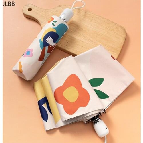 Cartoon Automatic Umbrella Rain Women Windproof 8 Ribs Cute Sun Umbrella Girls Anti UV Parasol Golf Pocket Mini Umbrellas UPF50