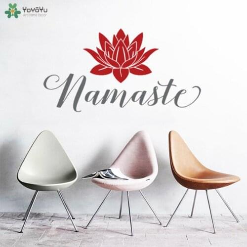 YOYOYU Wall Decal Namaste Lotus Flower Wall Stickers Ganesha Mandala Buddha Design Wallpaper Window Yoga Studio Logo Decor CT538