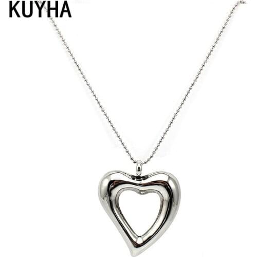 Fashion Heart Shape Pendant Necklace with Chain for Ladies Girl Stainless Steel Necklace Jewelry