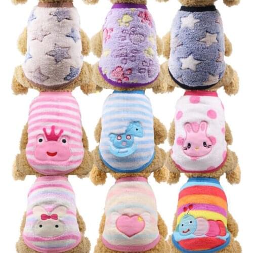 Cartoon Dog Clothes Fleece Puppy Vests Clothing Bulldog Yorkies Winter Warm Dog Coat For Small Cats Dogs Soft Pet Clothes Winter