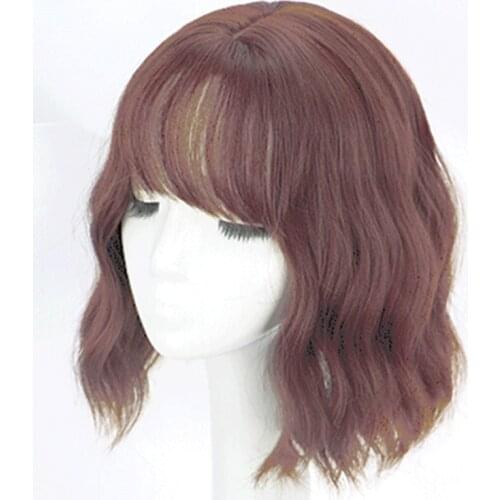 Allaosify Short Curly Synthetic Bob Wig Cosplay Wigs for Women.Red,Blue,Pink,White and Black Multiple Colors Can be Selected