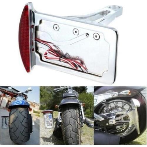 Motorcycle License Plate Assembly LED Tail Brake Light Side Mounted Verticle Cruiser Bobber Chopper Touring Scooter Offroad Atv