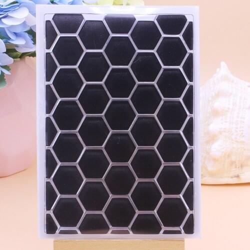 Alinacutle Clear Stamp Hexagon Block Background Scrapbooking Handmade Card Album Paper Craft Rubber Transparent Silicon Stamps
