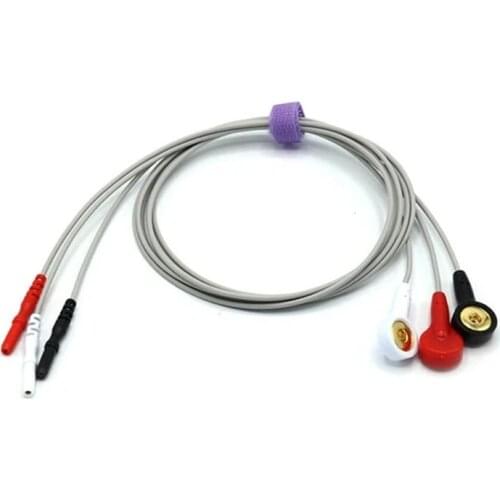 Universal AAMI DIN 1.5mm ECG Leadwires Set Cable 3 Leads for Philips, Marquette, Nihon Kohden, Mindray, Criticare, Spacelabs
