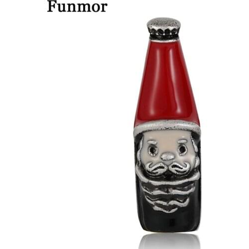 Funmor Vintage Bottle Brooches Old Man Face Enamel Pins For Women Men Routine Party Accessories Lapel Coat Decoration Ornaments