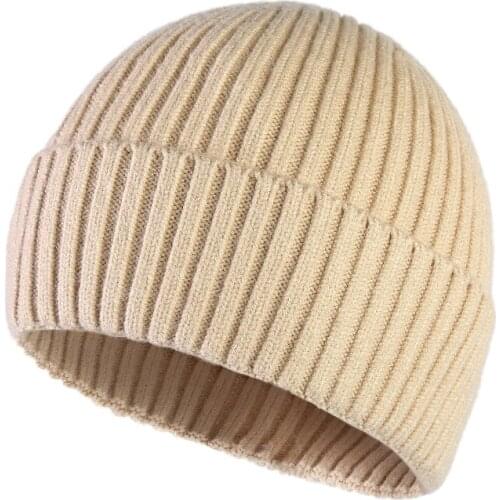 Unisex Cuff Knit Cap Winter Warm Hat Retro Winter Beanie Hat Baseball Cap Fisherman Beanie for Men Women