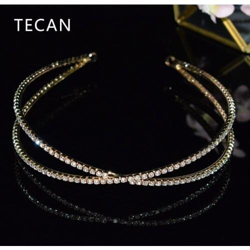 High Quality Gold Cross Simplicity Crystal Hair Accessories Bride Headband Rhinestone Women Hair Ornaments Jewelry Bridal Gift