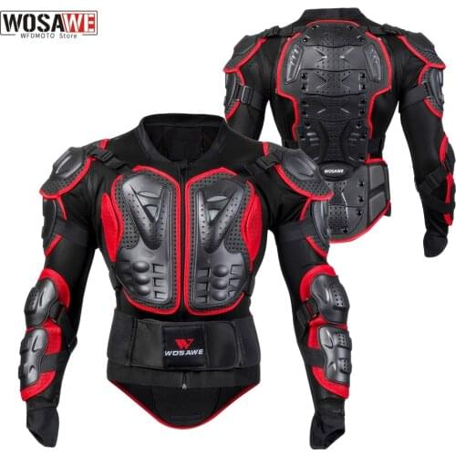 WOSAWE Motorcycle Full Body Armor Protection Jacket Black Red Motorcycle Armor Turtle Moto Jackets Men Moto Protective Gear