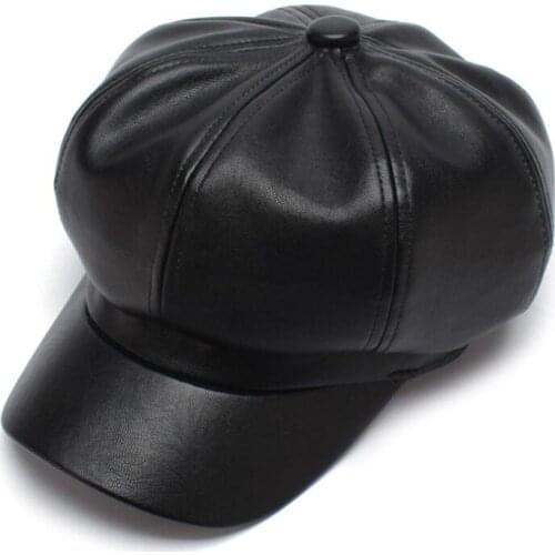 2021 new summer Quality Fashion Artist PU Women Beret Hat For Women Cap Female Cap Casual Dome Bare Chapeu Feminino Boina
