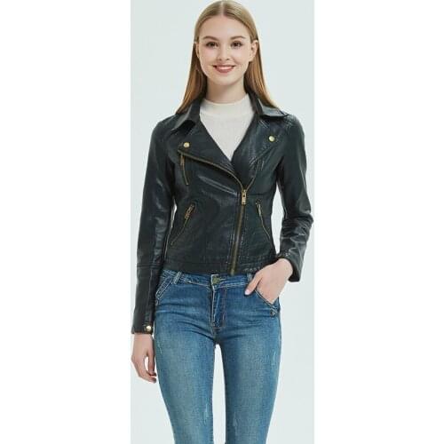 PU Women Spring Motorcycle Autumn Coat Womens Leather Jacket Korean Chaqueta Cuero Mujer KJ2006