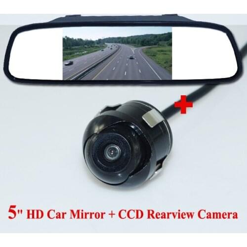 5"Inch In Car Monitor / Rear View Mirror LCD Screen For Double To Switch Upgrade Section Parking Camera with 360 Degree Rotation