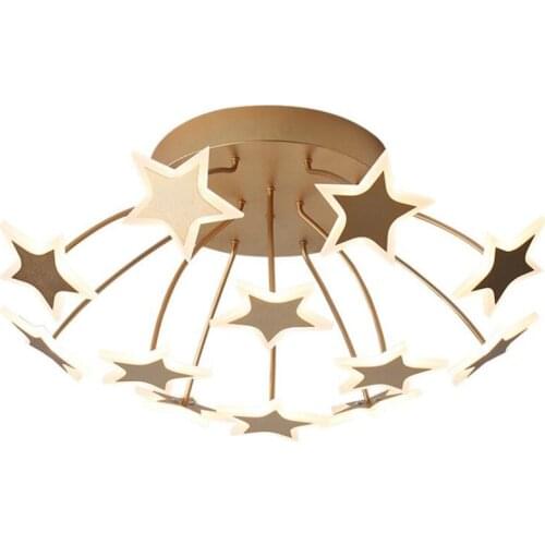 Gold/Coffee Acrylic Stars Led Ceiling Light for Wedding Decor Foyer Bed Room Romantic Modern Iron Acrylic Lamp 2589