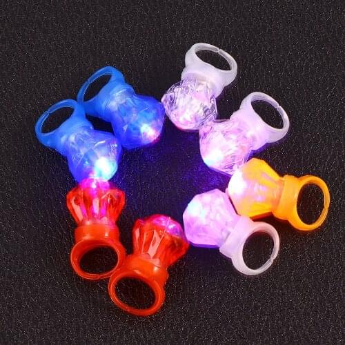 10Pcs LED Diamond Flashing Finger Ring Children Boys Girls Rave Party Glowing Rings Party Birthday Toy Gifts