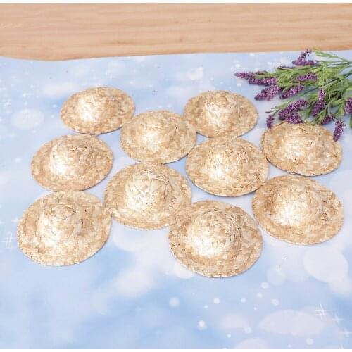 10 pcs Knitting Straw Bowler Doll Hat Headdressing Cotume Clothes Clothing Decoration For Salon Dolls Accs
