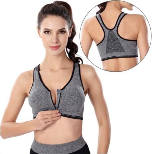 100pcs/lot Women Yoga Shirts,Padded Wirefree Zipper Shockproof Sports Bras,Breathable Fitness Running Vest Tops Underwear XXXL