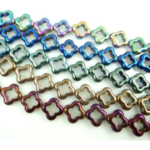 15*15MM Natural Quartz crystal Beautiful A Strand flower Hematite loose beads making jewelry 15.5 inch