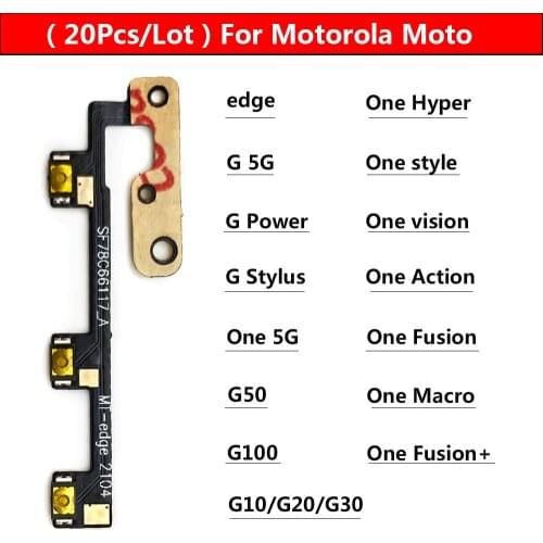 20Pcs/Lot Power On/Off Key For Motorola MOTO E5 Volume Up/Down Side Button Flex Cable Replacement Parts