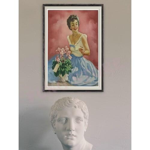 204 Vintage Beautiful Pin-up Girl Classic Picture Custom Silk Poster Home Deco Wall Art Christmas Gift