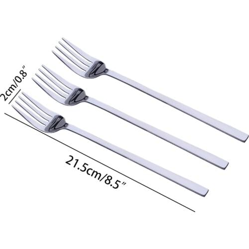 3pcs 8.5'Stainless Steel Dinner Fork Four Tine Korean Long Handle Table Fork set Salad Dessert Fruit Forks Kitchen Cutlery