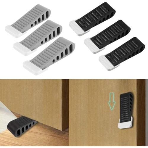 3pcs Home Premium Door Stopper Heavy Duty Flexible Rubber Stop Wedge Support