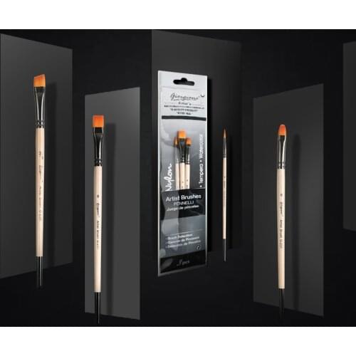 3 PC/set of Back Aluminum Tube High Quality Nylon Brush Oil Painting Brush Wooden Handle Art Paint Brush Set Art Student Tools