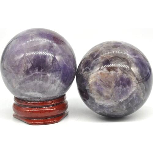 40mm Amethyst Quartz Crystal Shpere Healing Stone Natural Reiki Gemstone Massage Ball Trinket Decoration With Stand