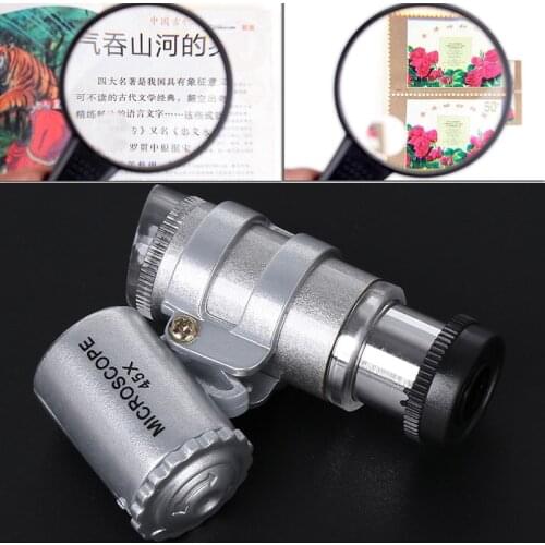45X Jewelers Loupe Magnifier Mini Microscope Magnifying Pocket w/ LED Light