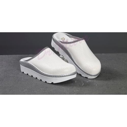 White Serrated High Base Lady Sabo Slippers