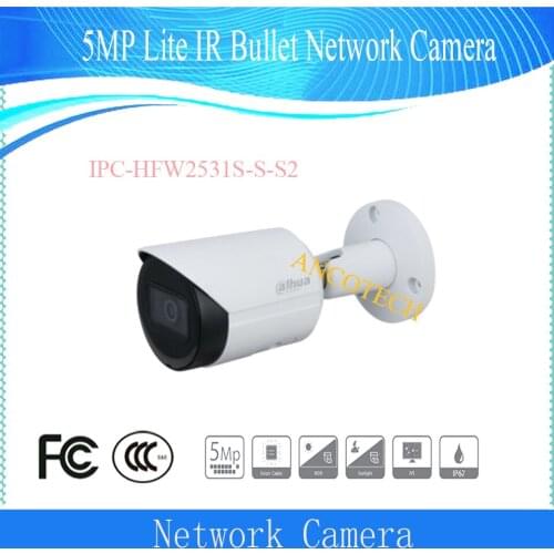 Free Shipping DAHUA 5MP Lite IR Fixed-focal Bullet Network Camera IPC-HFW2531S-S-S2