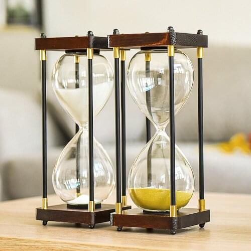 Square Wood Bottom Glass Hourglass 30 Minutes Time Timer Interesting Home Ornaments Sandglass Kitchen Hour Meter Blue Sand Clock