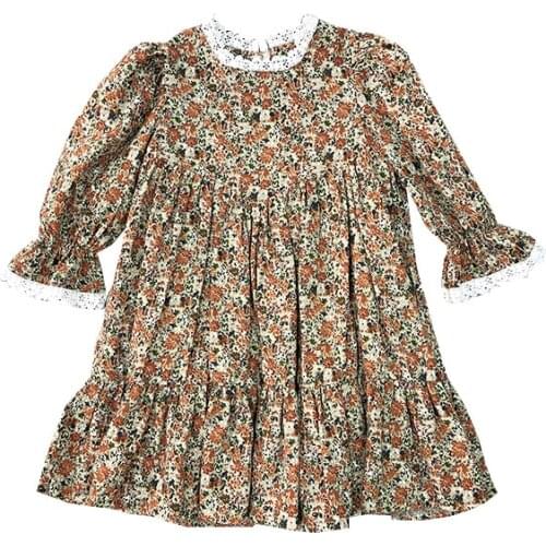 Girls' floral dress autumn baby dress childrens 2021 new childrens Dress Girls' Lace Princess Dress