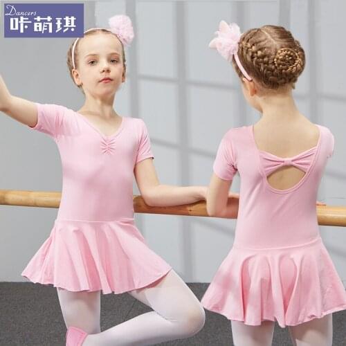 Childrens Dance Dress Girls Summer Cotton Dancing Practice Dress Short Sleeve Kids Ballet Suit Dance Uniform 10 Colors B-6280