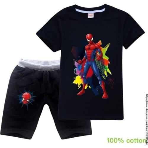 SpiderMan Boys T-shirts Set Summer Kids T Shirts Cotton Top Tees Boys Girls tshirt Set Boys Clothes Kids T shirt Set fashion
