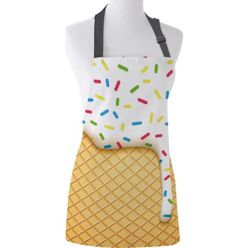 Tophome Kitchen Apron Cartoon Food Ice Cream Dripping Adjustable Canvas Aprons for Men Women Kids Home Cleaning Tools